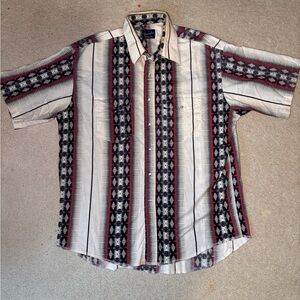 Vintage Wrangler Shirt Mens Western Southwest Rodeo Cowboy Top Pearl 90s SZ XL